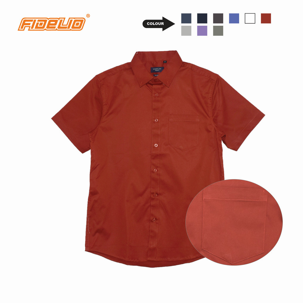 Fidelio Basic Business Short Sleeve Shirts -Red