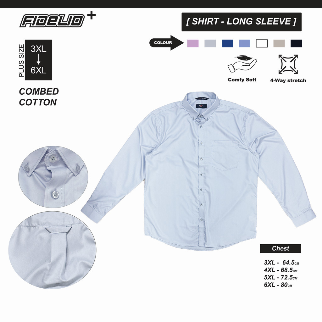 Fidelio Plus Size Signature Business Shirts - Light Blue