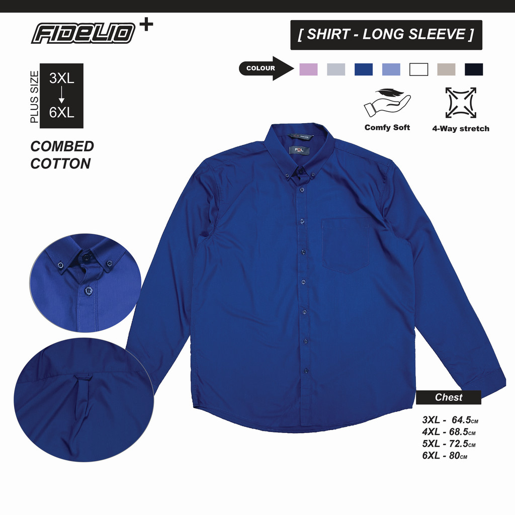 Fidelio Plus Size Signature Business Shirts - Navy