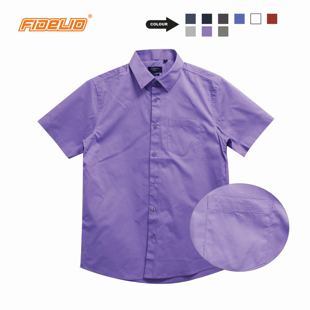 Fidelio Basic Business Short Sleeve Shirts -Purple