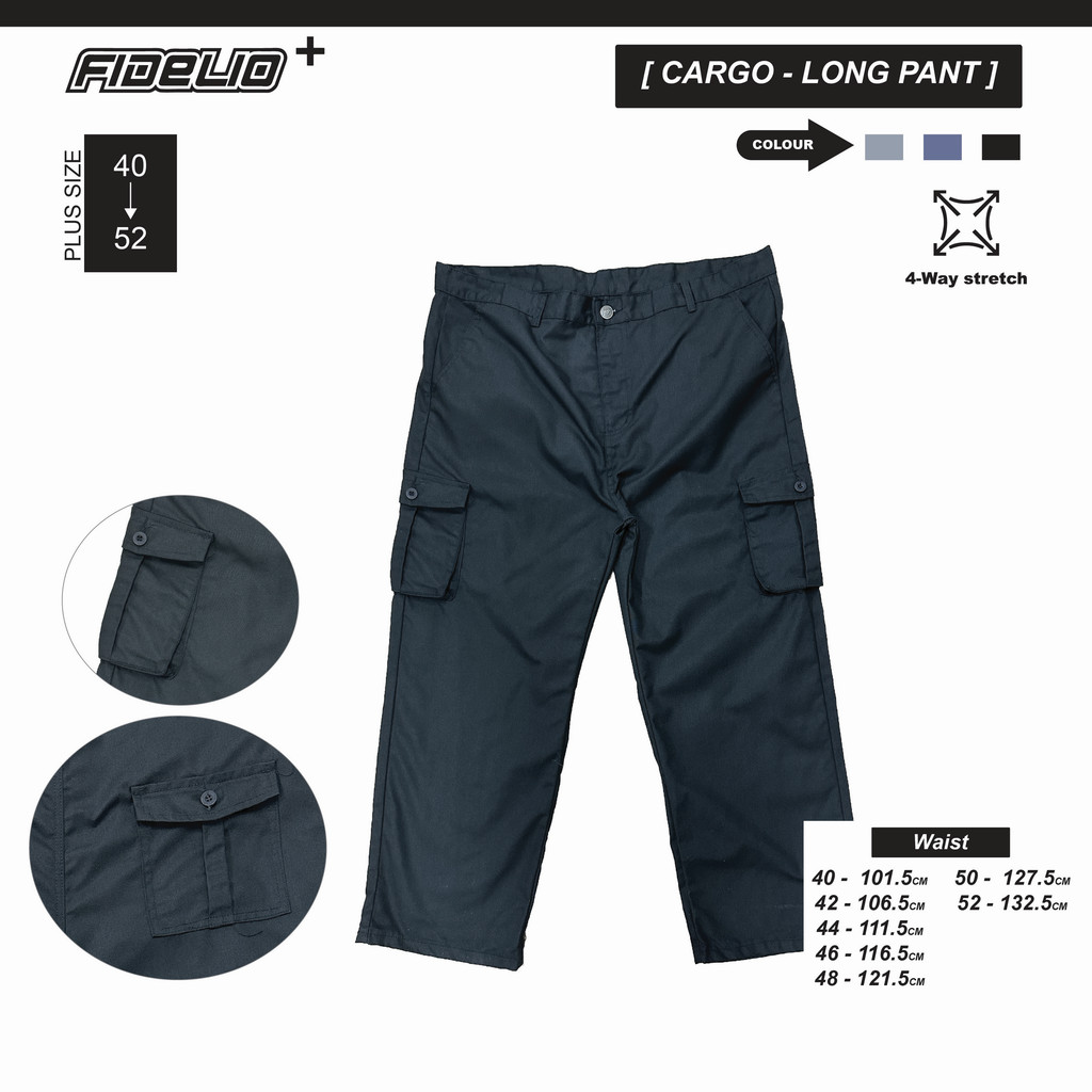Fidelio Plus Size Utility Cargo Pants Black