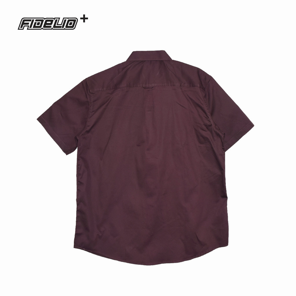 Fidelio Plus Size Basic Business Short Sleeve Shirts -Brown