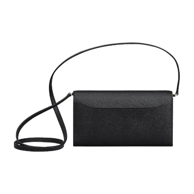 HERMES Constance Long To Go シルバーバックル エプソムレザー 財布 ハンドバッグ ショルダーバッグ 通常サイズ レディース Noir  （黒）