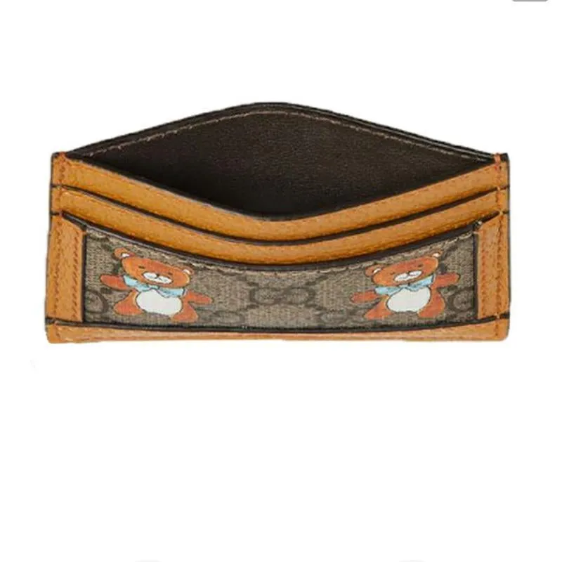 【GUCCI×KAIジョイントモデル】グッチ テディベアプリン トキャンバスとレザーカードホルダー ベージュ エボニー