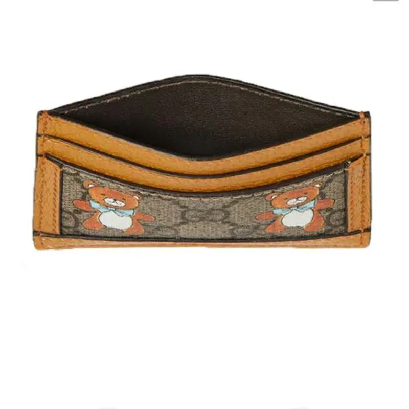 【GUCCI×KAIジョイントモデル】グッチ テディベアプリン トキャンバスとレザーカードホルダー ベージュ エボニー