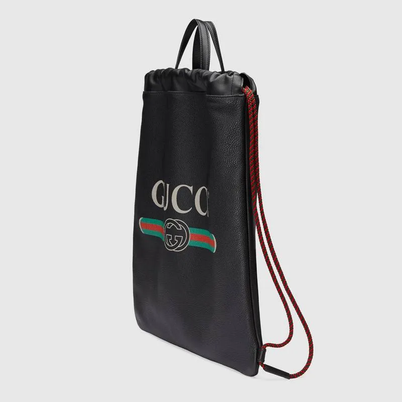 GUCCI(グッチ)〔グッチ プリント〕レザー ドローストリング バックパック