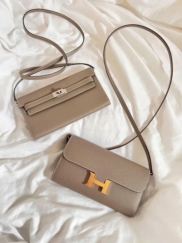 HERMES Constance Long To Go シルバーバックル エプソムレザー 財布 ハンドバッグ ショルダーバッグ 通常サイズ レディース Noir  （黒）