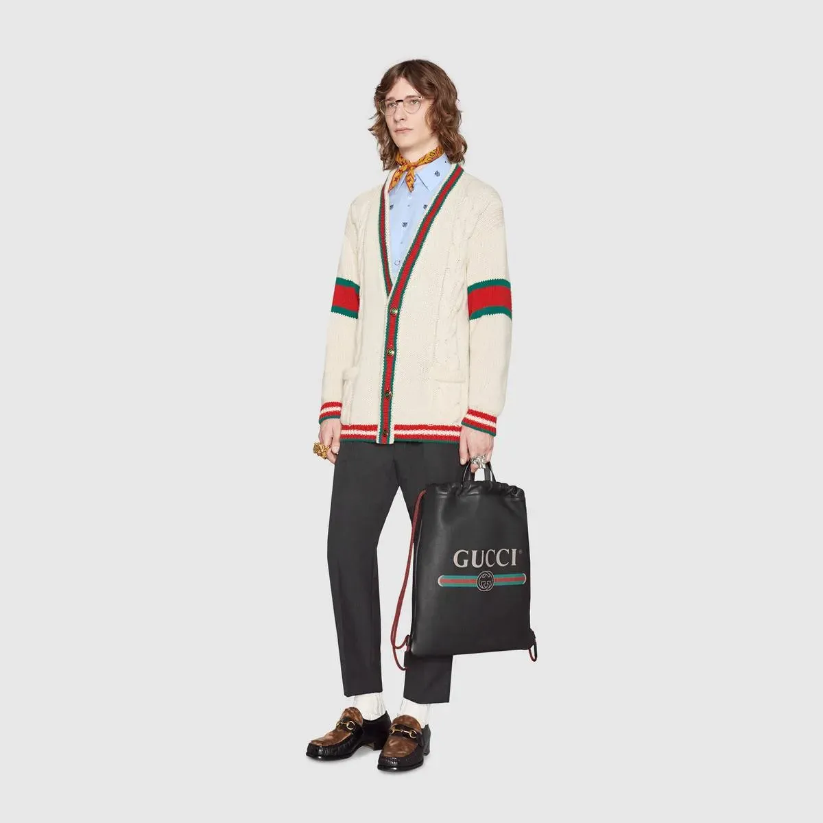 GUCCI(グッチ)〔グッチ プリント〕レザー ドローストリング バックパック