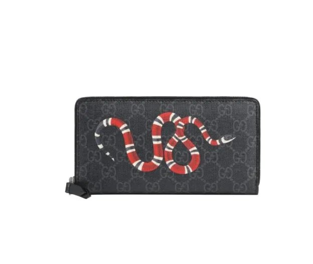 GUCCI(グッチ) キングスネーク プリント GGスプリーム ジップアラウンドウォレット
