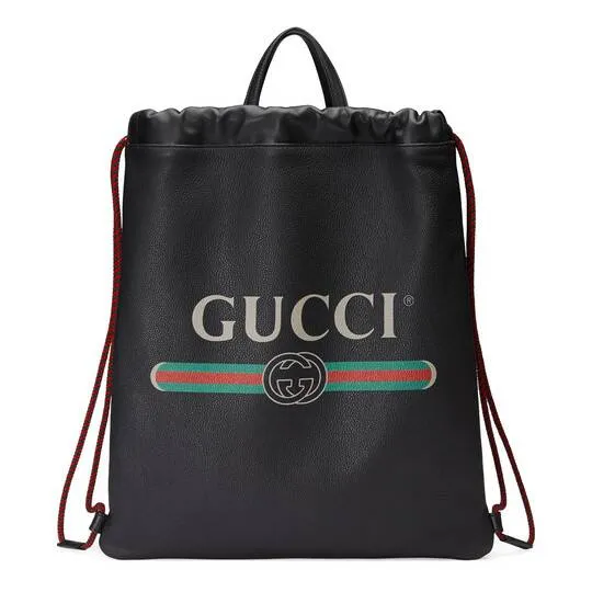 GUCCI(グッチ)〔グッチ プリント〕レザー ドローストリング バックパック