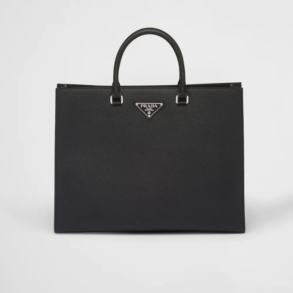 ★PRADA直営店★ブラック サフィアーノレザー トートバッグ