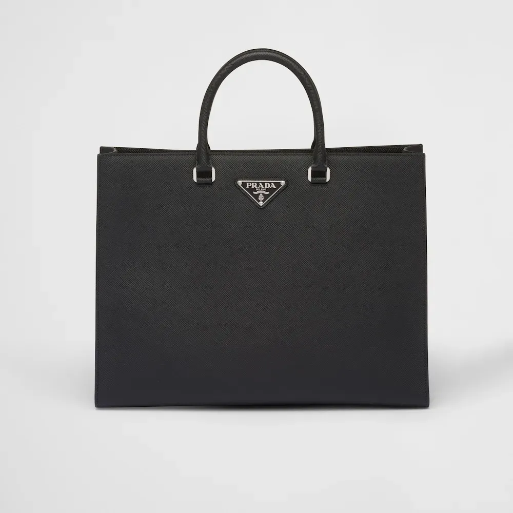 ★PRADA直営店★ブラック サフィアーノレザー トートバッグ