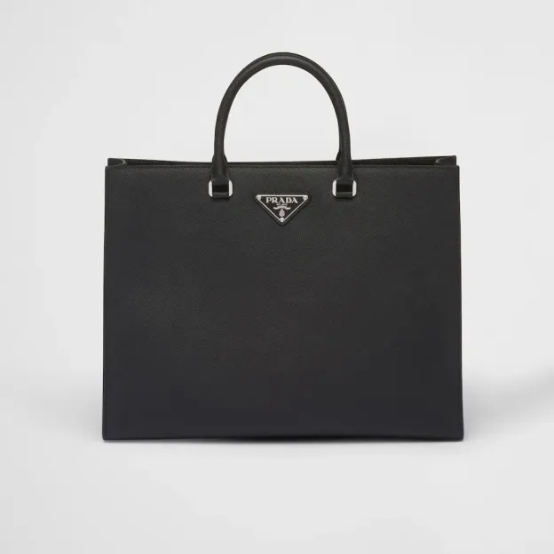 ★PRADA直営店★ブラック サフィアーノレザー トートバッグ