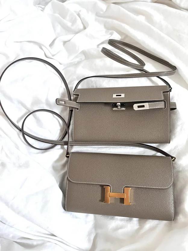 HERMES Constance Long To Go シルバーバックル エプソムレザー 財布 ハンドバッグ ショルダーバッグ 通常サイズ レディース Noir  （黒）