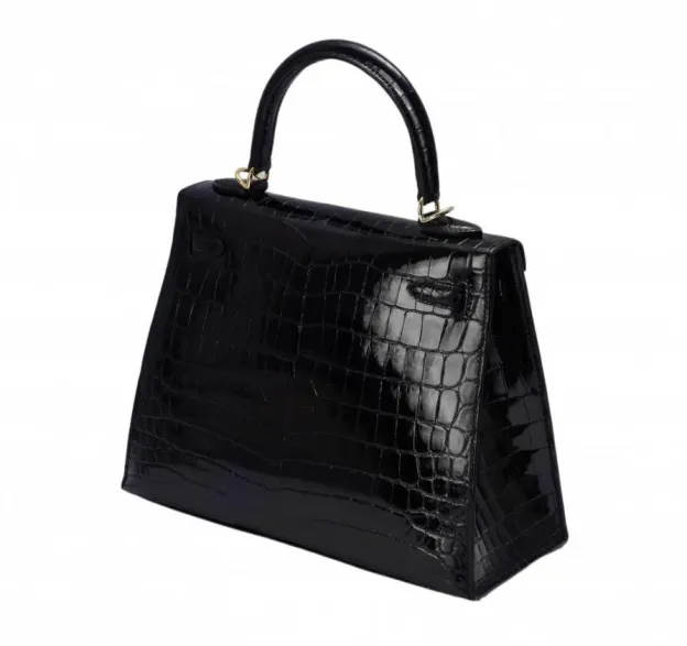 エルメス HERMES ケリー ケリー25 クロコダイルニロティカス ブラック ゴールド金具 Y刻印