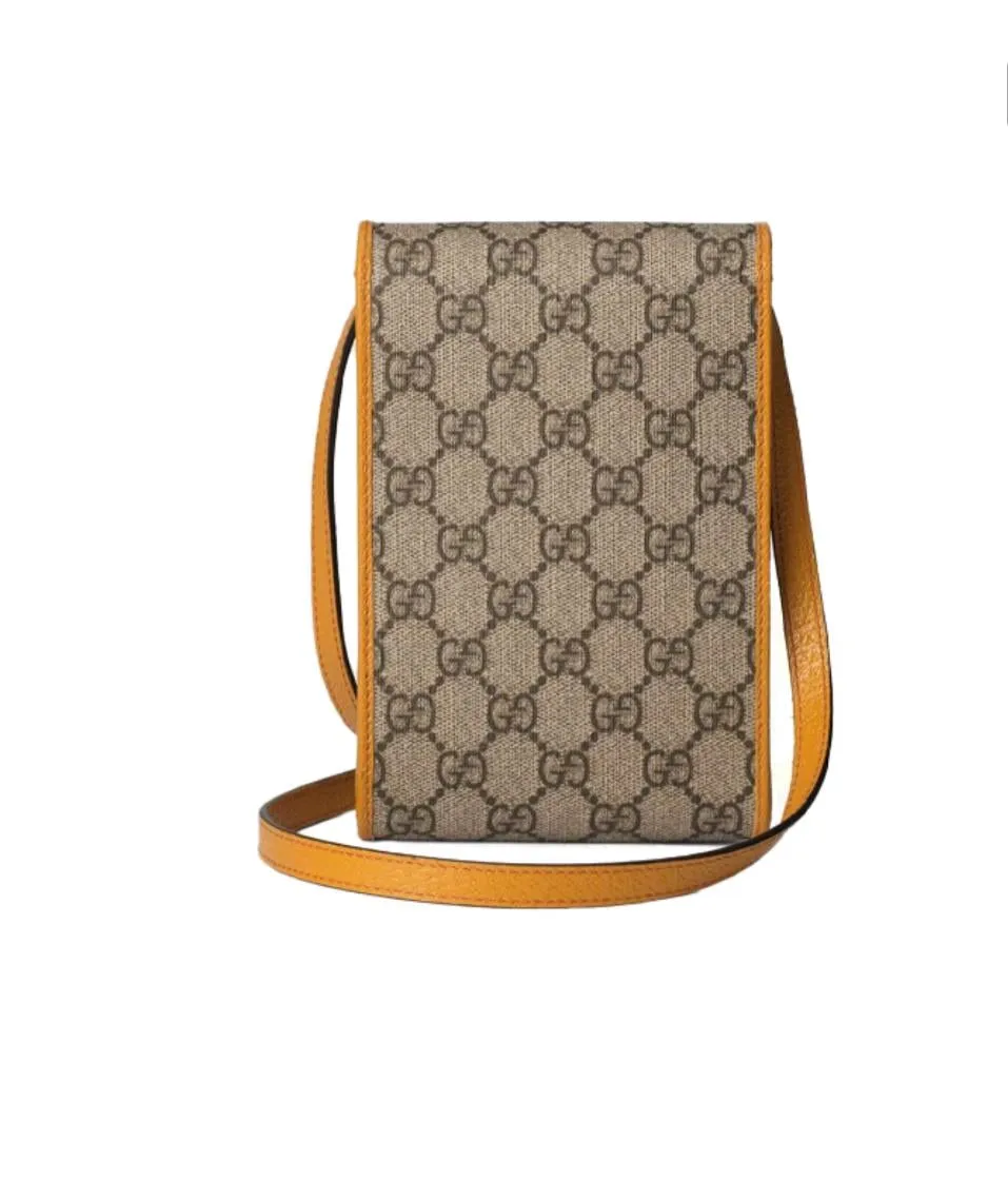 【GUCCI×KAIジョイントモデル】グッチ テディベアプリント キャンバスとレザー ワンショルダー斜め携帯バッグ/ミニ ベージュ エボニー