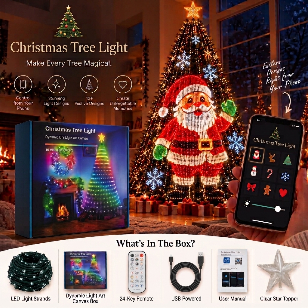 🎄 Smart Animated Christmas Tree Lights | App-Controlled LED Holiday Display ✨