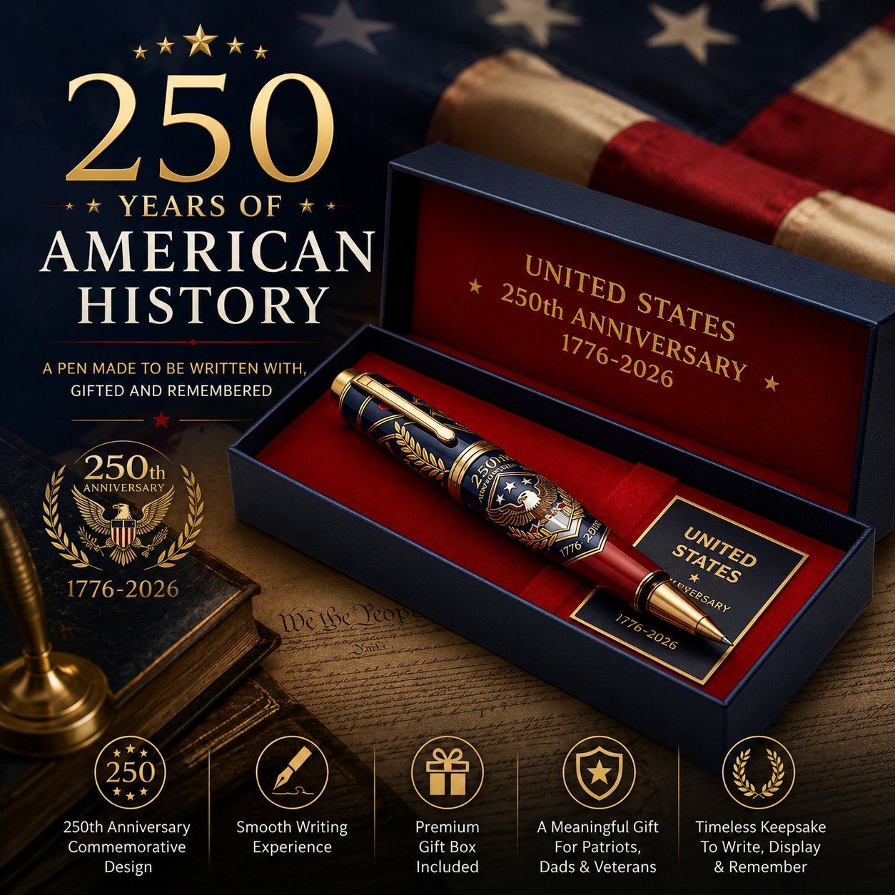 America 250th anniversary commemorative pen gift set