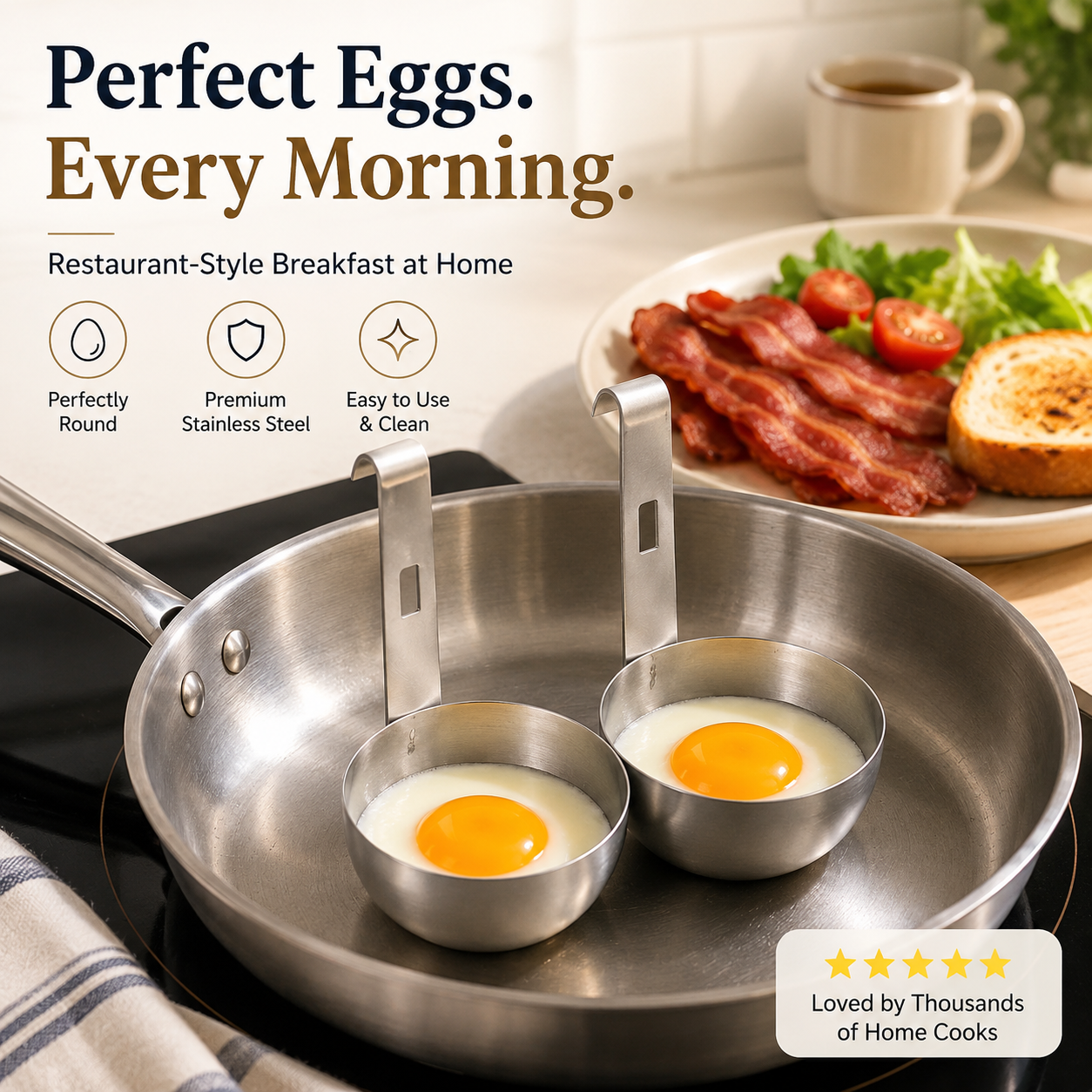 Stainless steel egg poacher cup