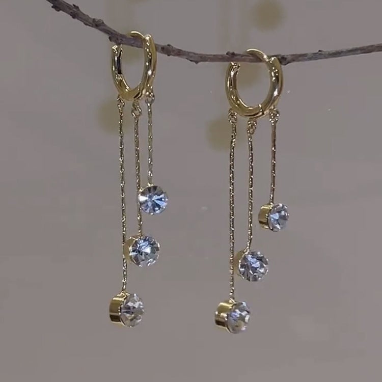 BUY 1 GET 1 FREE - Sparkling Diamond Long Tassel Earrings