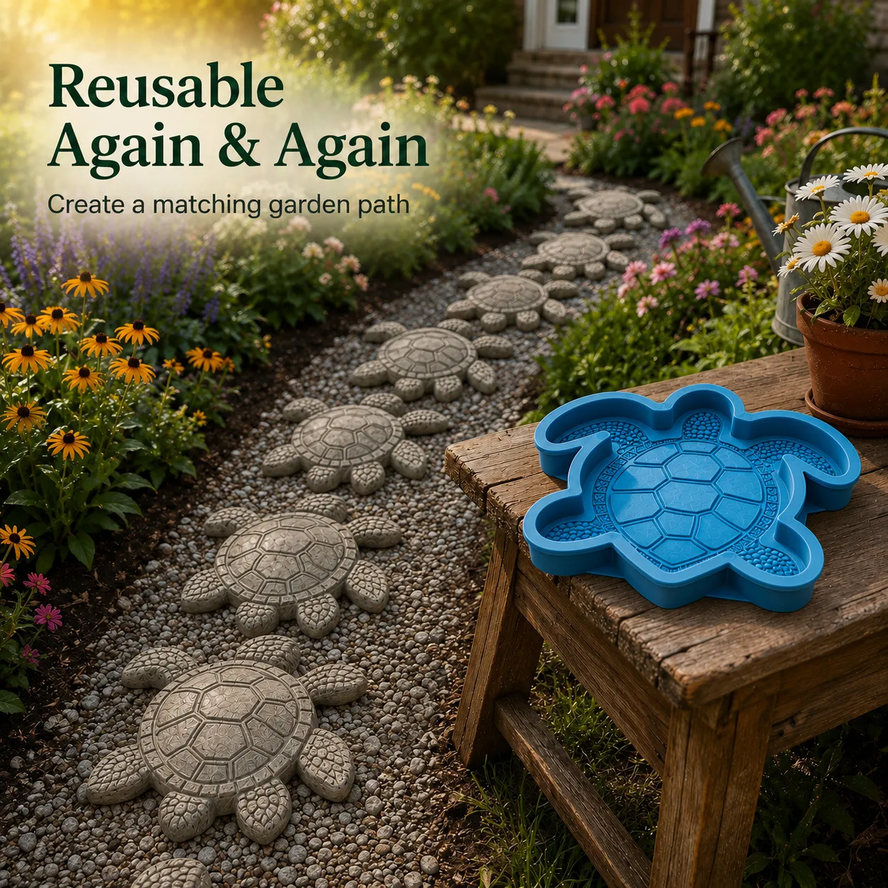 Stack of finished ocean stepping stones ready for installation
