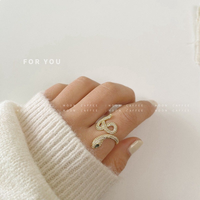Adjustable Snake Diamond Ring