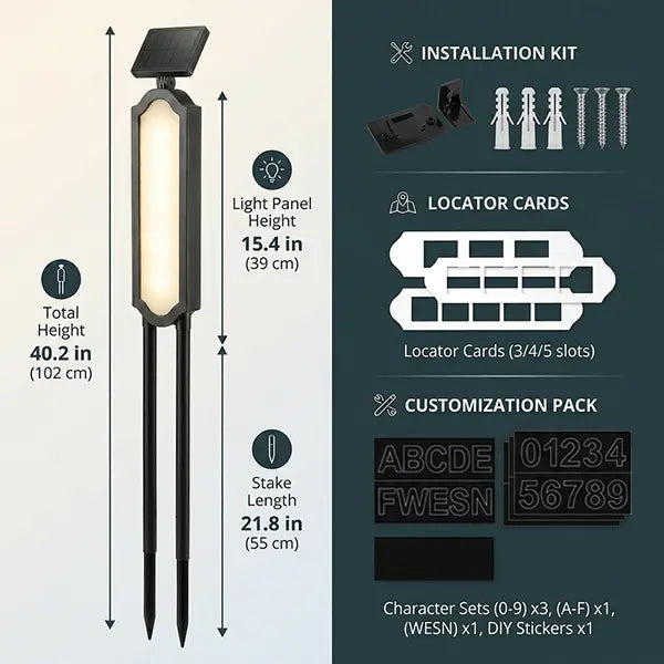 Solar address sign dimensions and complete DIY customization kit