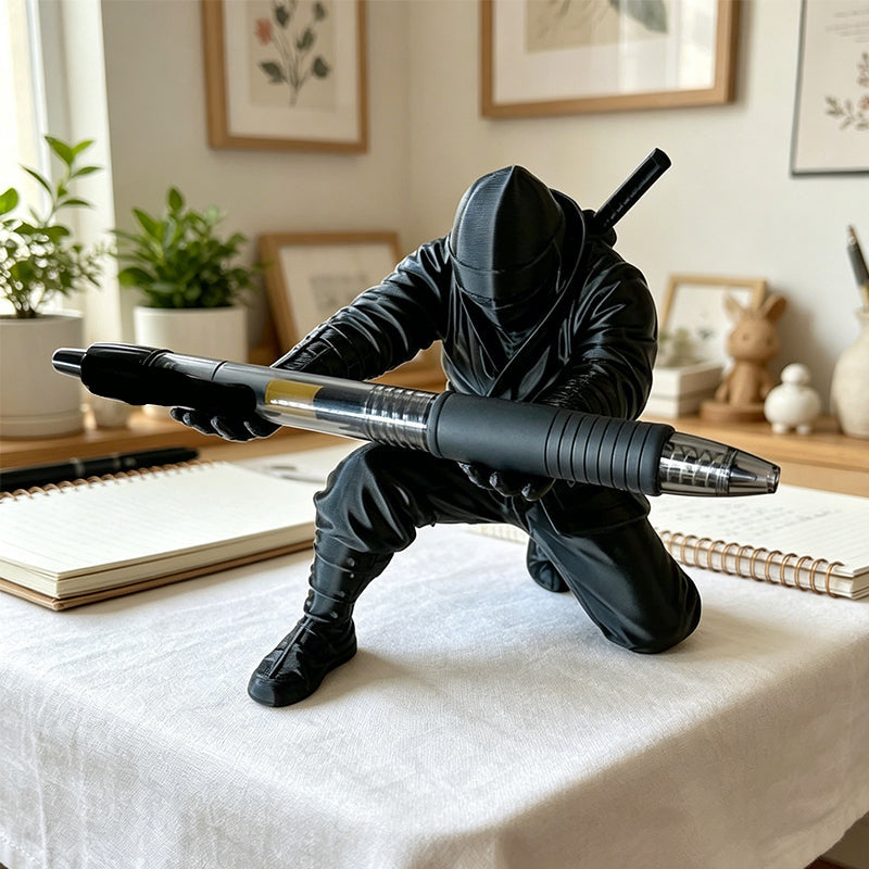 Ninja samurai pen holder showing its detailed warrior design