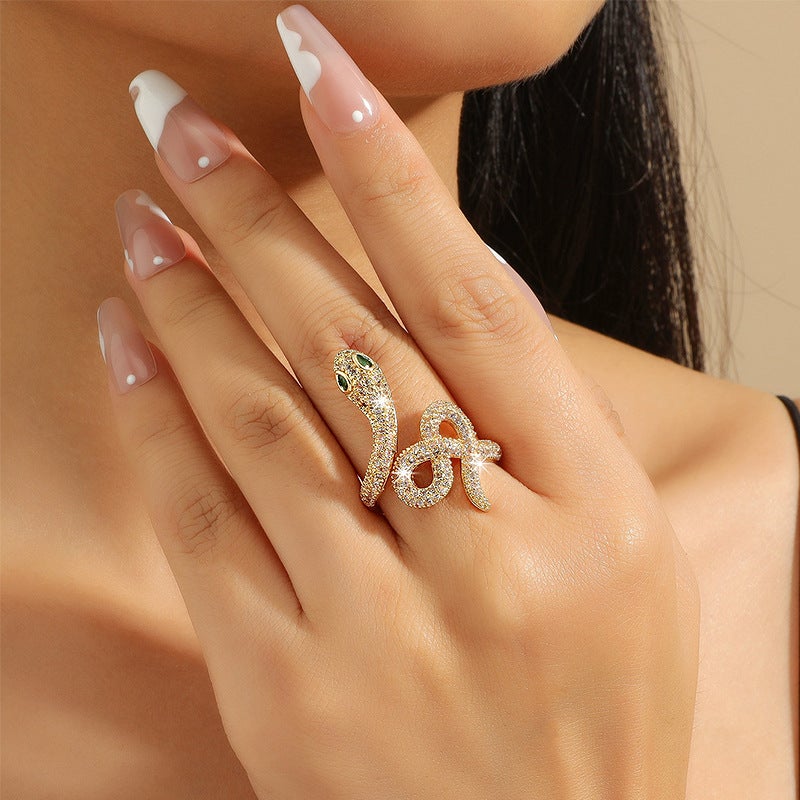 Adjustable Snake Diamond Ring