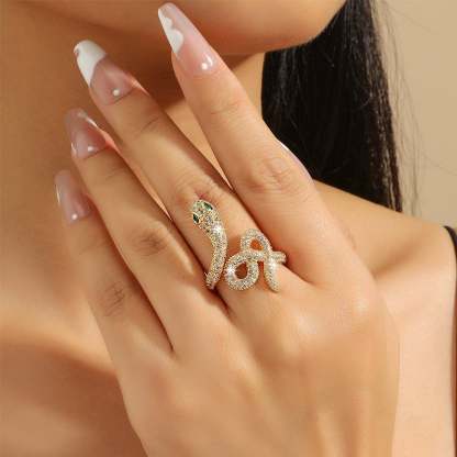 Adjustable Snake Diamond Ring