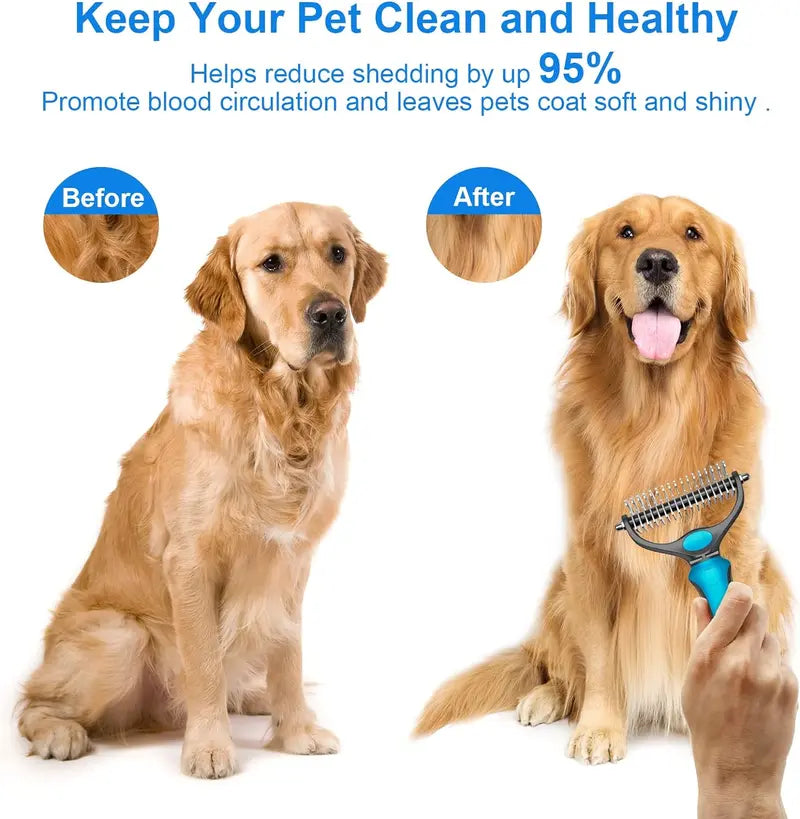Pet shedding grooming brush