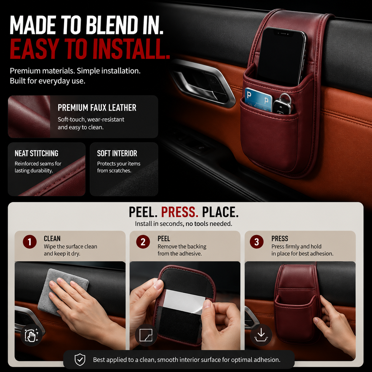 Car organizer installation