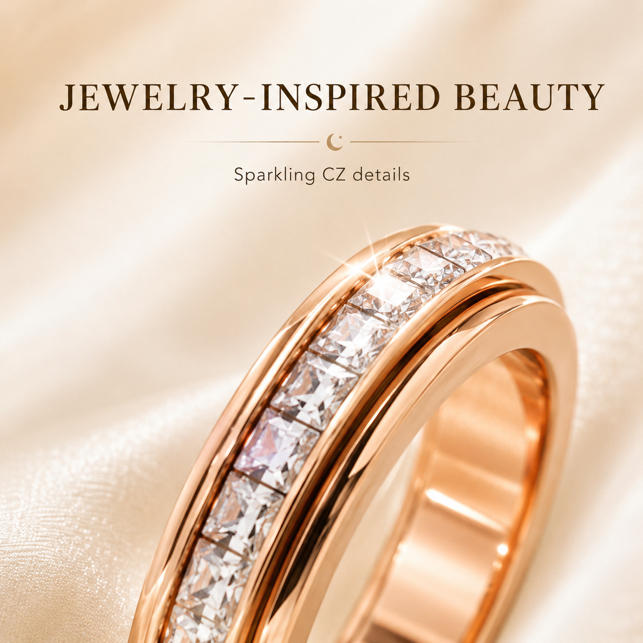 Silver gold and rose gold color options for spinner ring