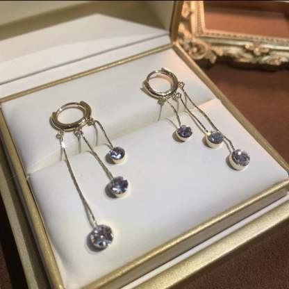 BUY 1 GET 1 FREE - Sparkling Diamond Long Tassel Earrings