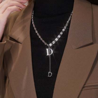Initial Diamond Letter Pendant Necklace