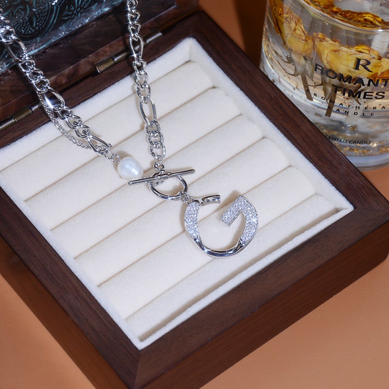 Initial Diamond Letter Pendant Necklace