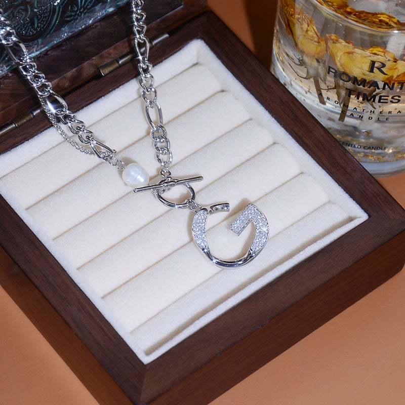 Initial Diamond Letter Pendant Necklace