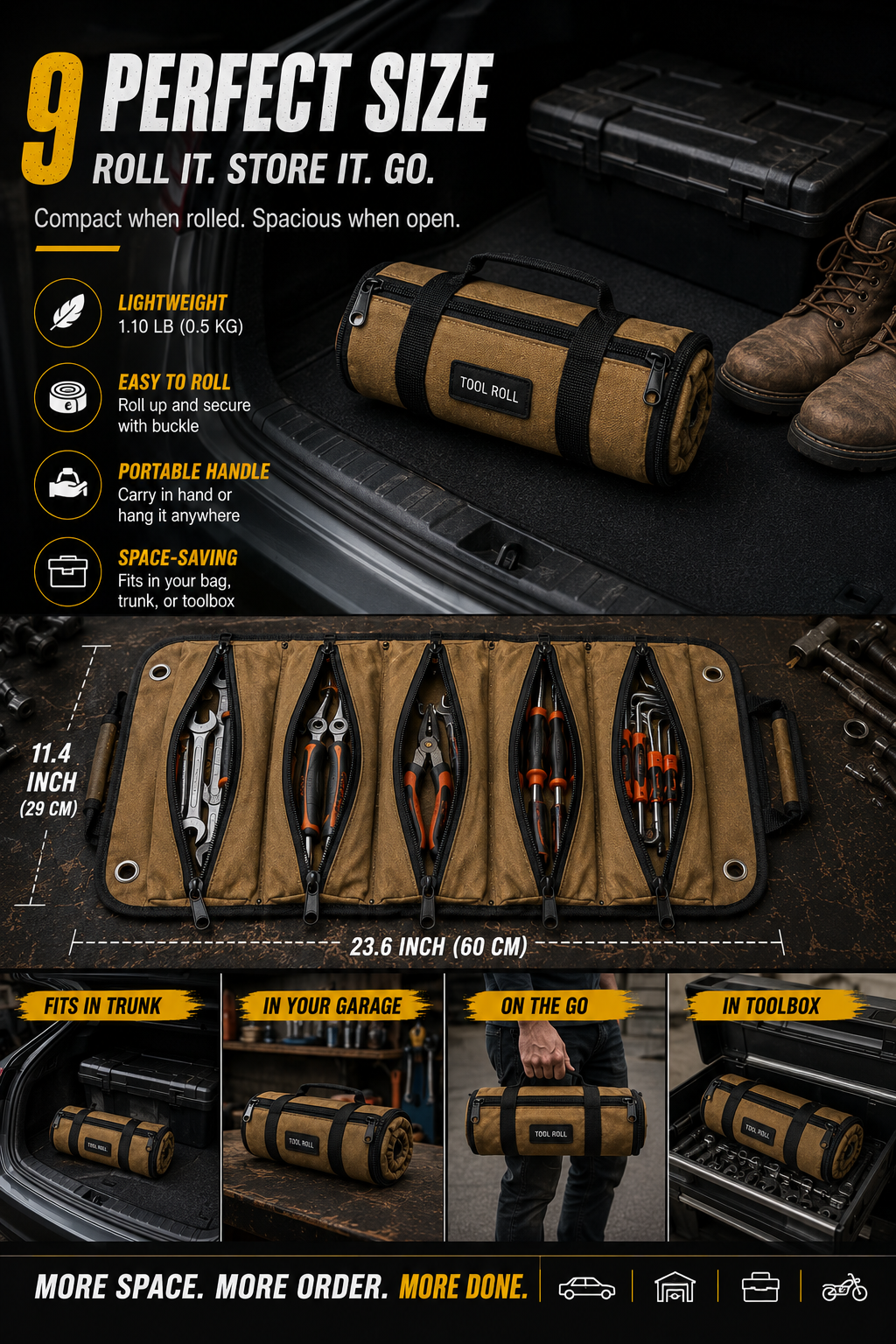 Durable portable tool organizer detail