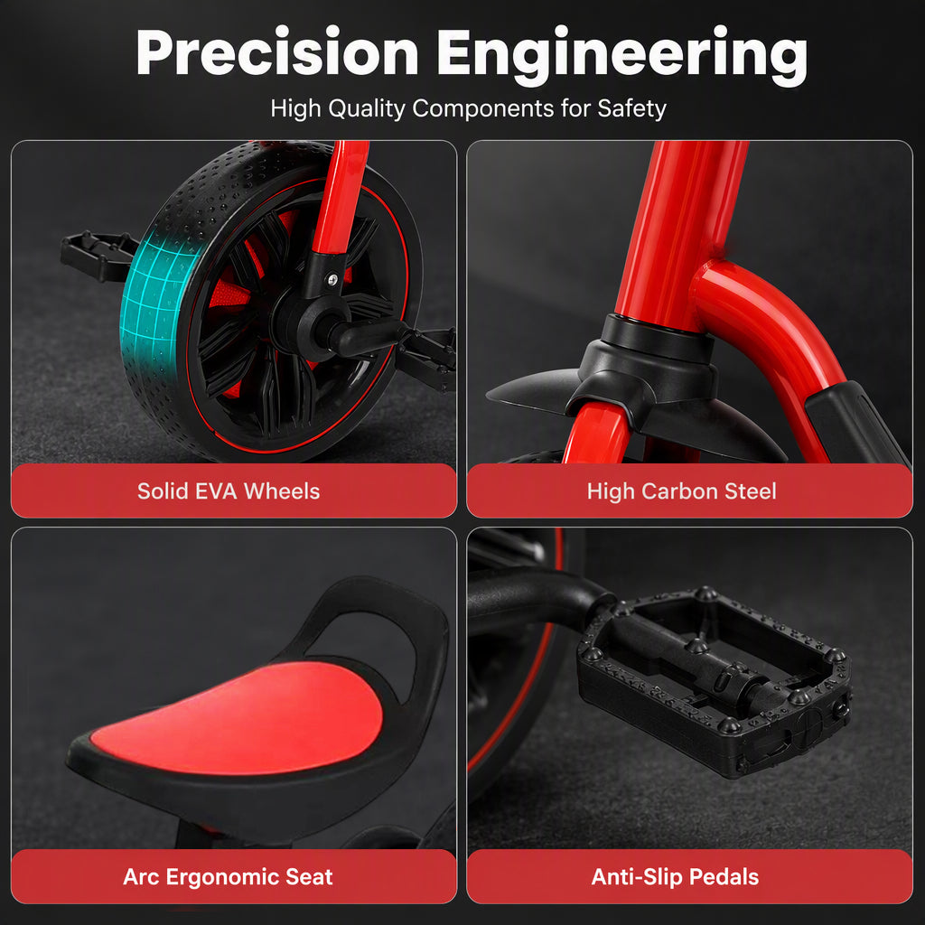 High carbon steel kids tricycle frame and wheels