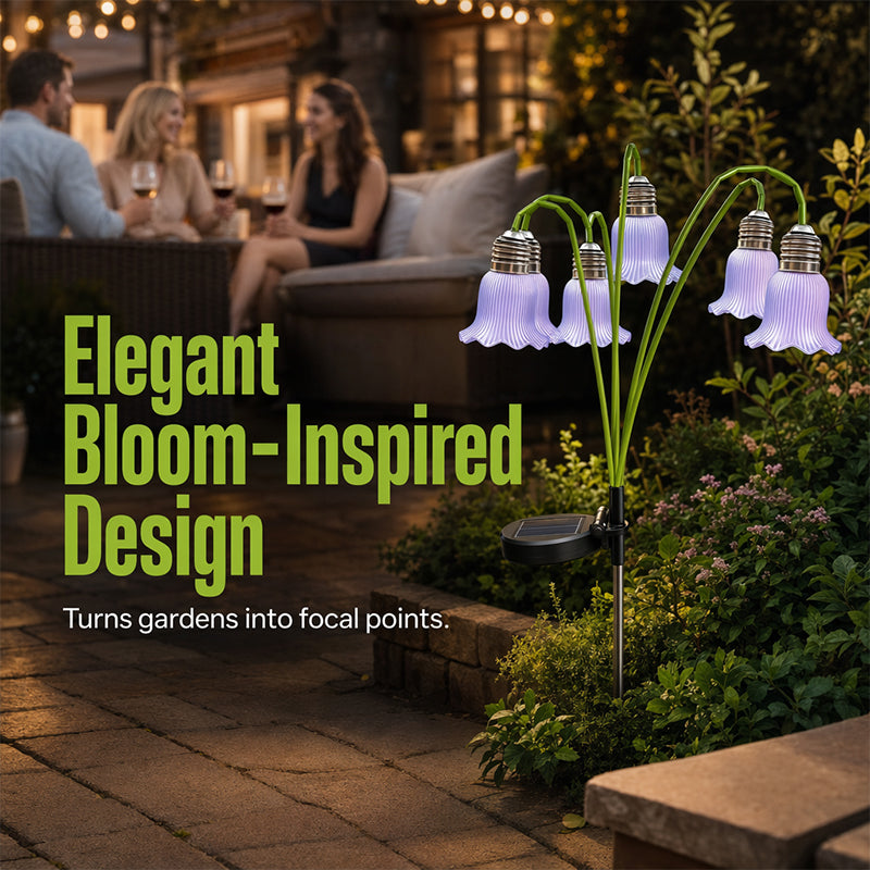 Tulip solar lamp available in white pink purple and blue colors