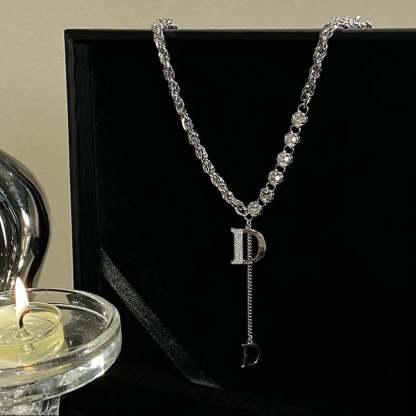 Initial Diamond Letter Pendant Necklace