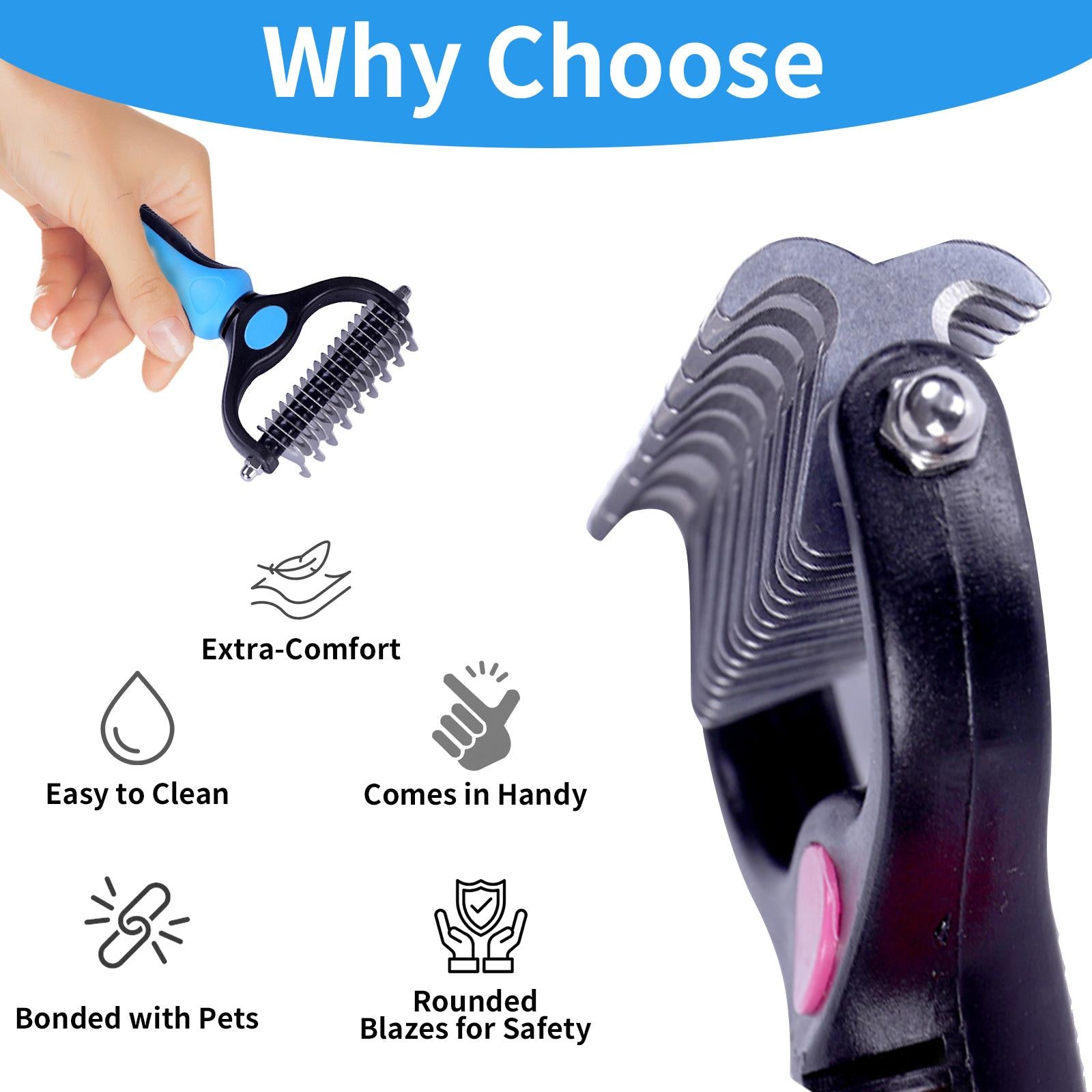 Pet grooming brush for different coat types