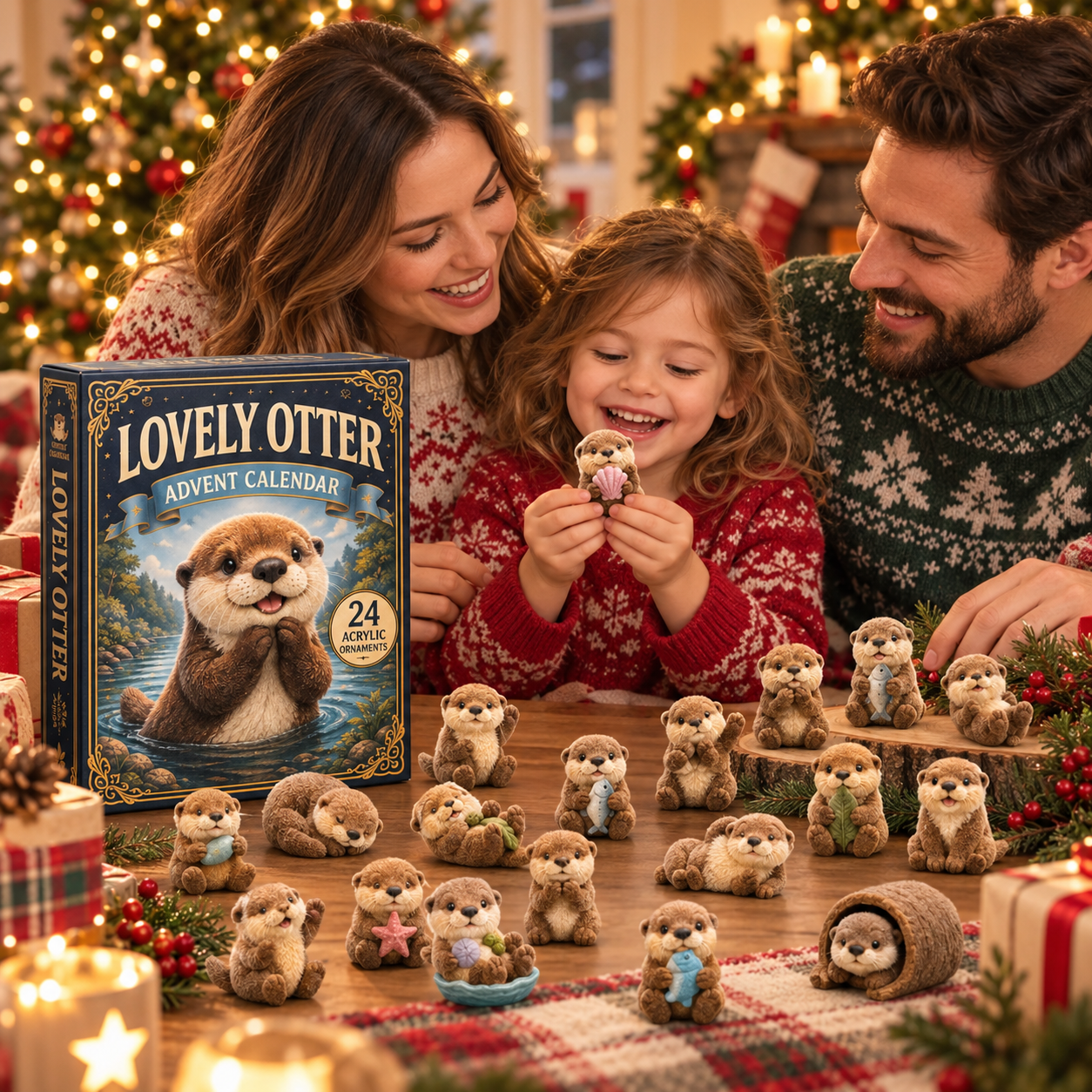 Otter Advent Calendar ornament collection