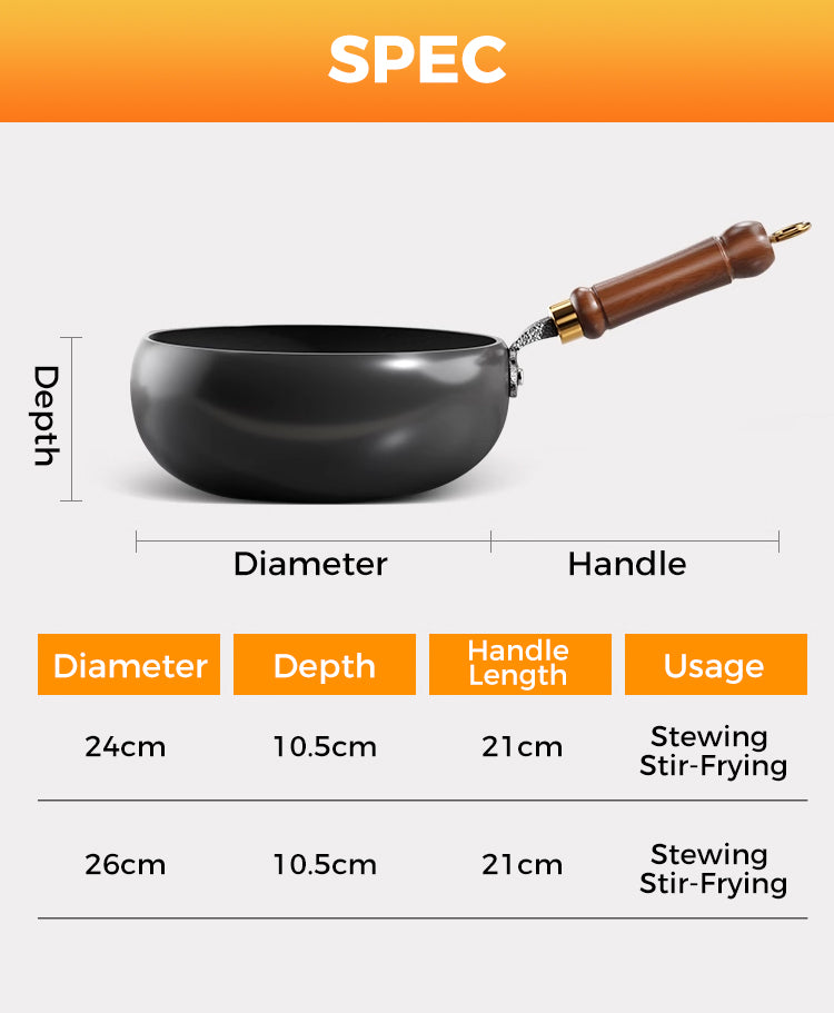 Iron wok product dimensions