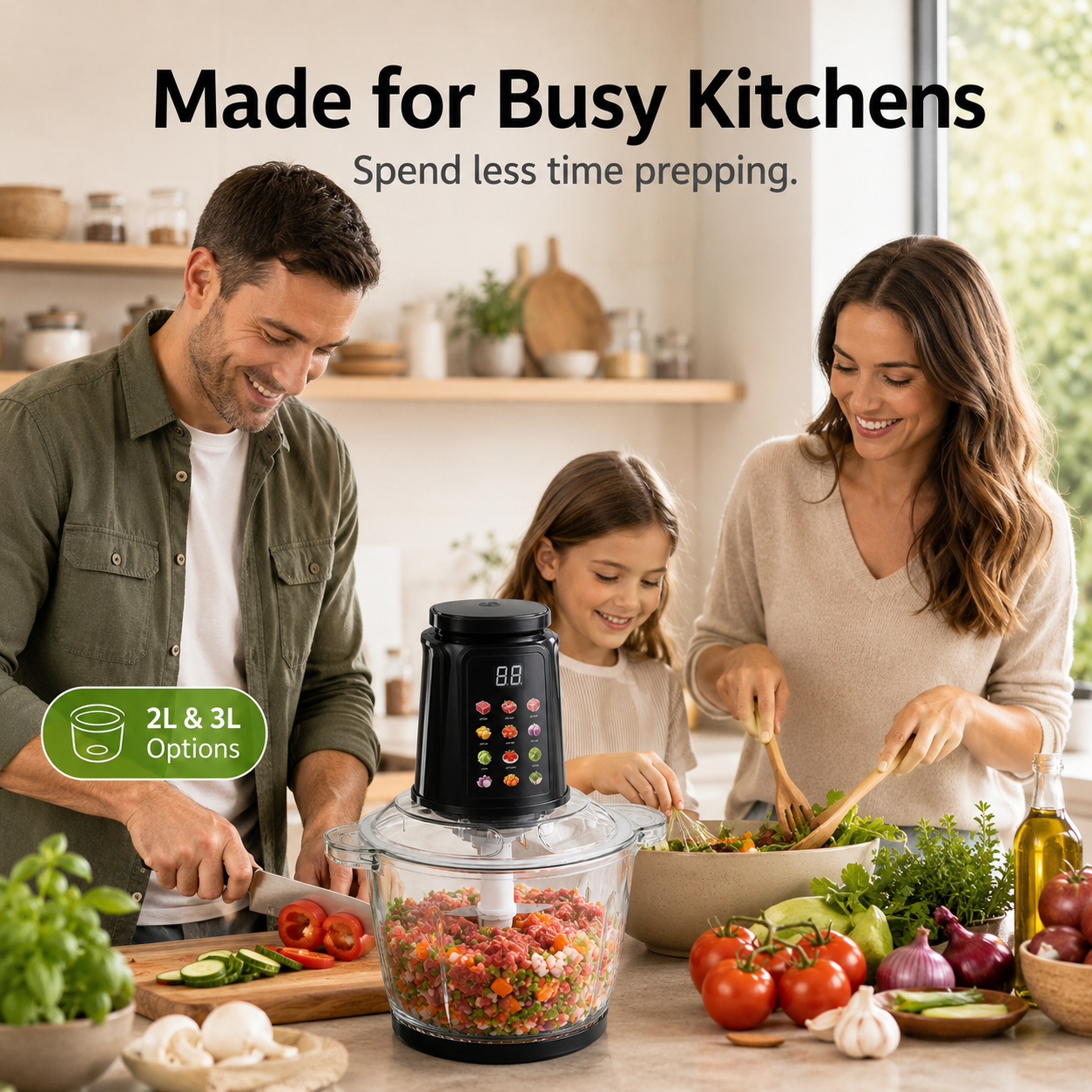 Touch control electric food processor with glass bowl product overview