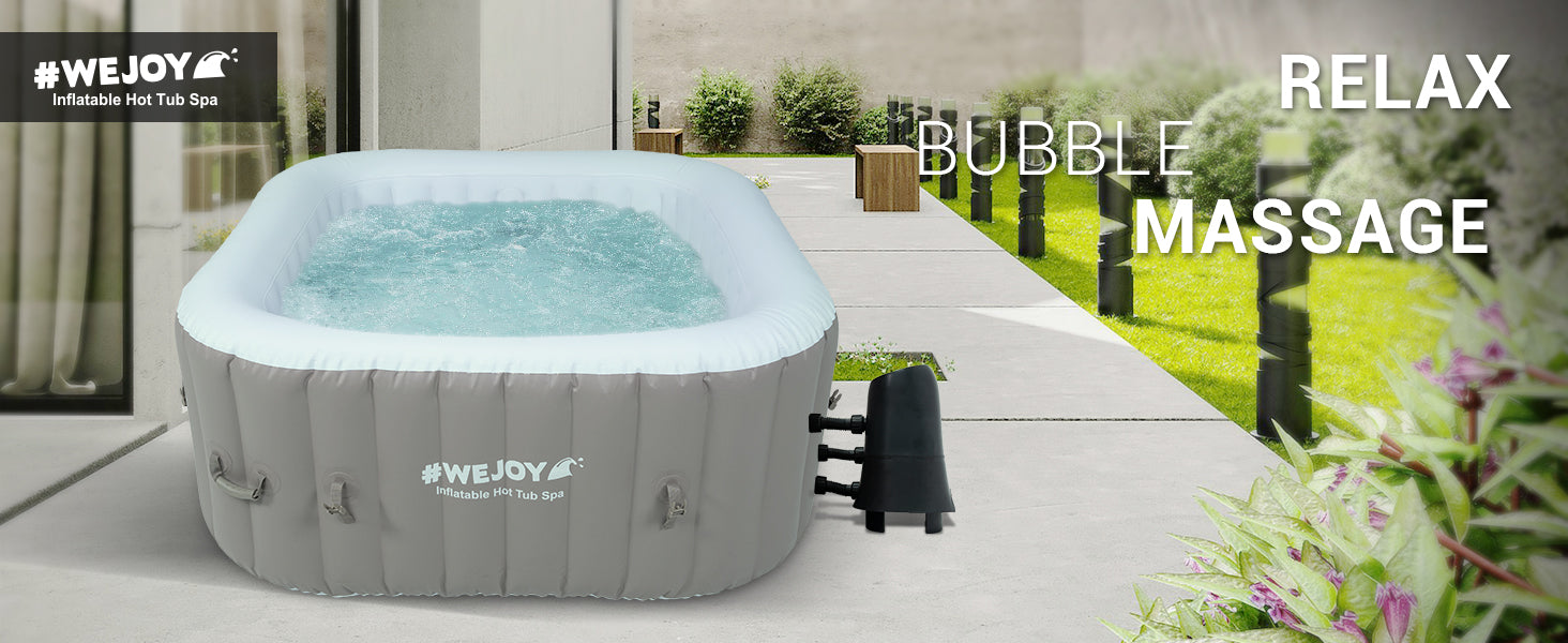WEJOY Inflatable 2-3 Person Square Hot Tub Spa with 120 Bubble Jets