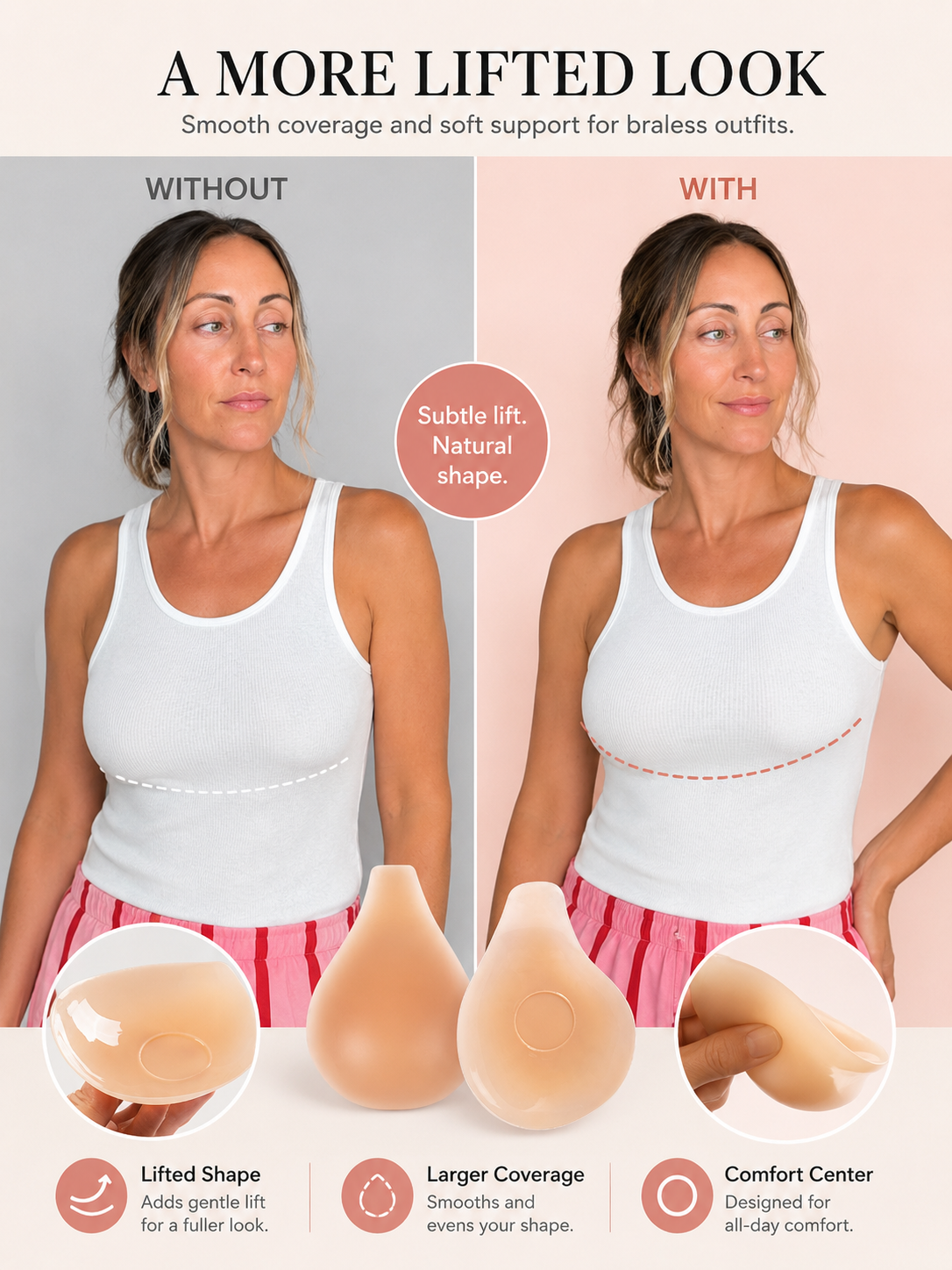 Lifting silicone covers compared to basic flat nipple pasties