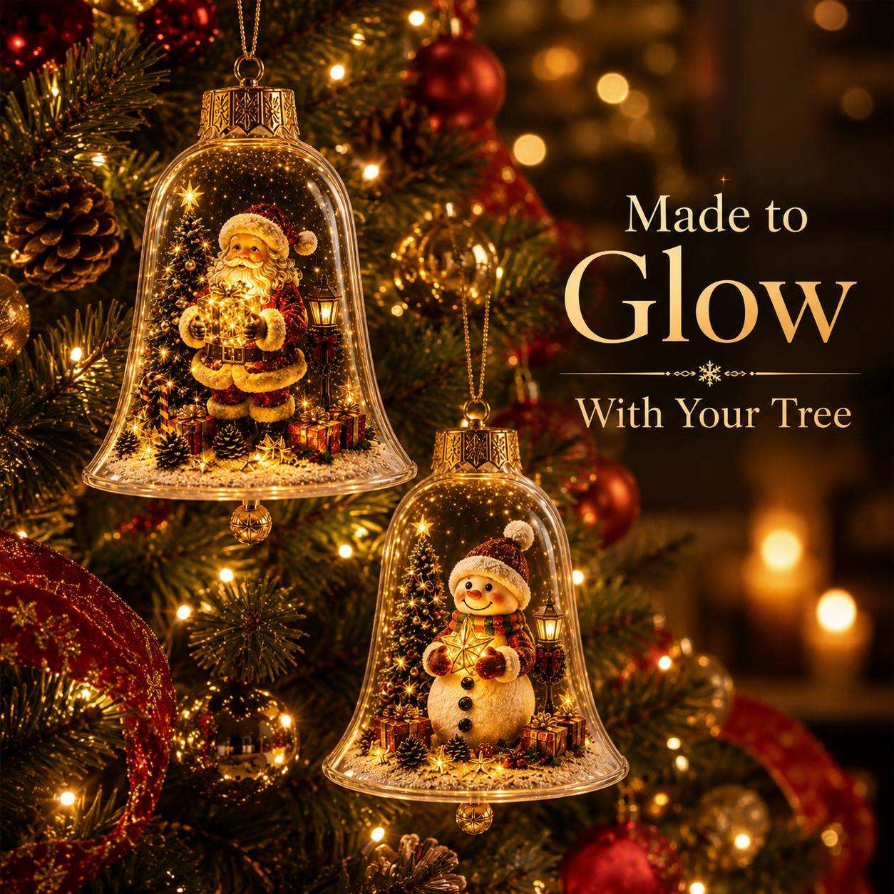 Festive holiday house and angel miniature inside bell cloche