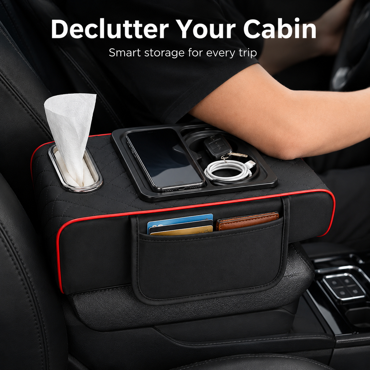 Car armrest heightening pad material detail