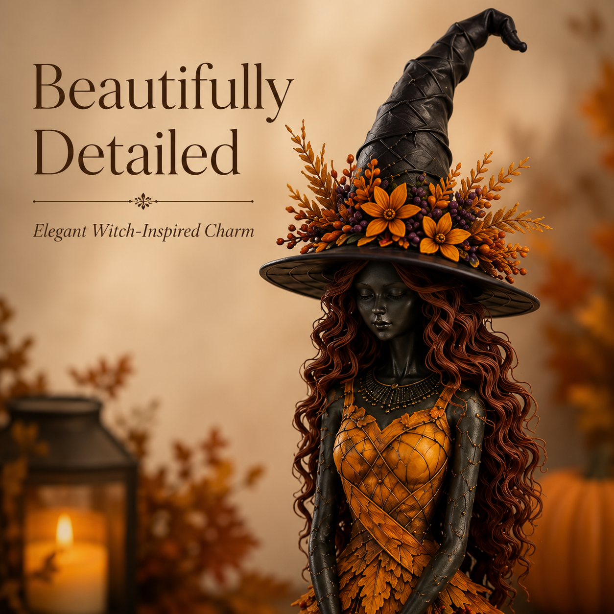 Witch hat floral ornament details